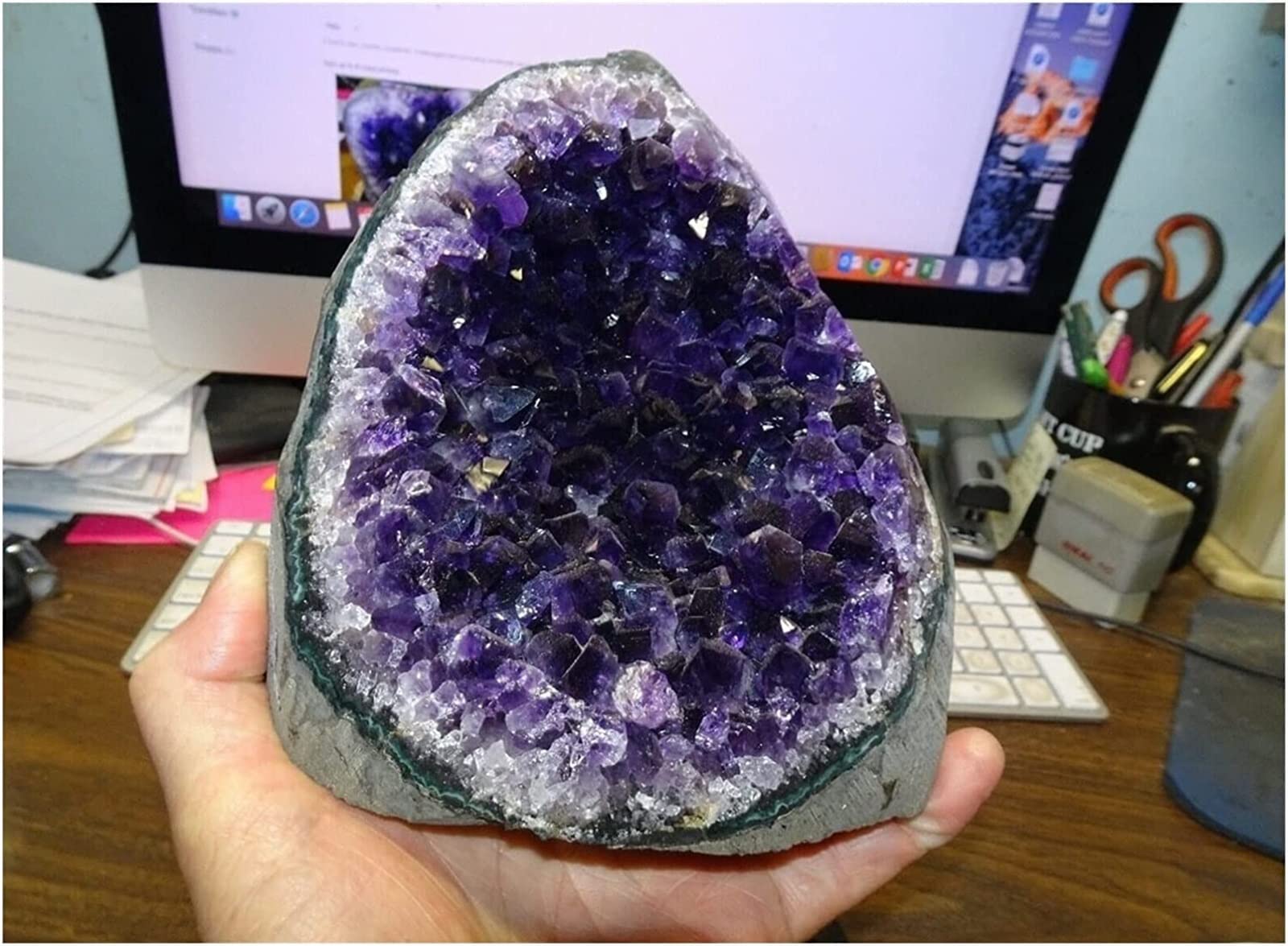mineralien Steine Natürlicher Quarz Amethyst Cave Geode Kristall Probe Heilung kristall Steine deko (Size : 600g)