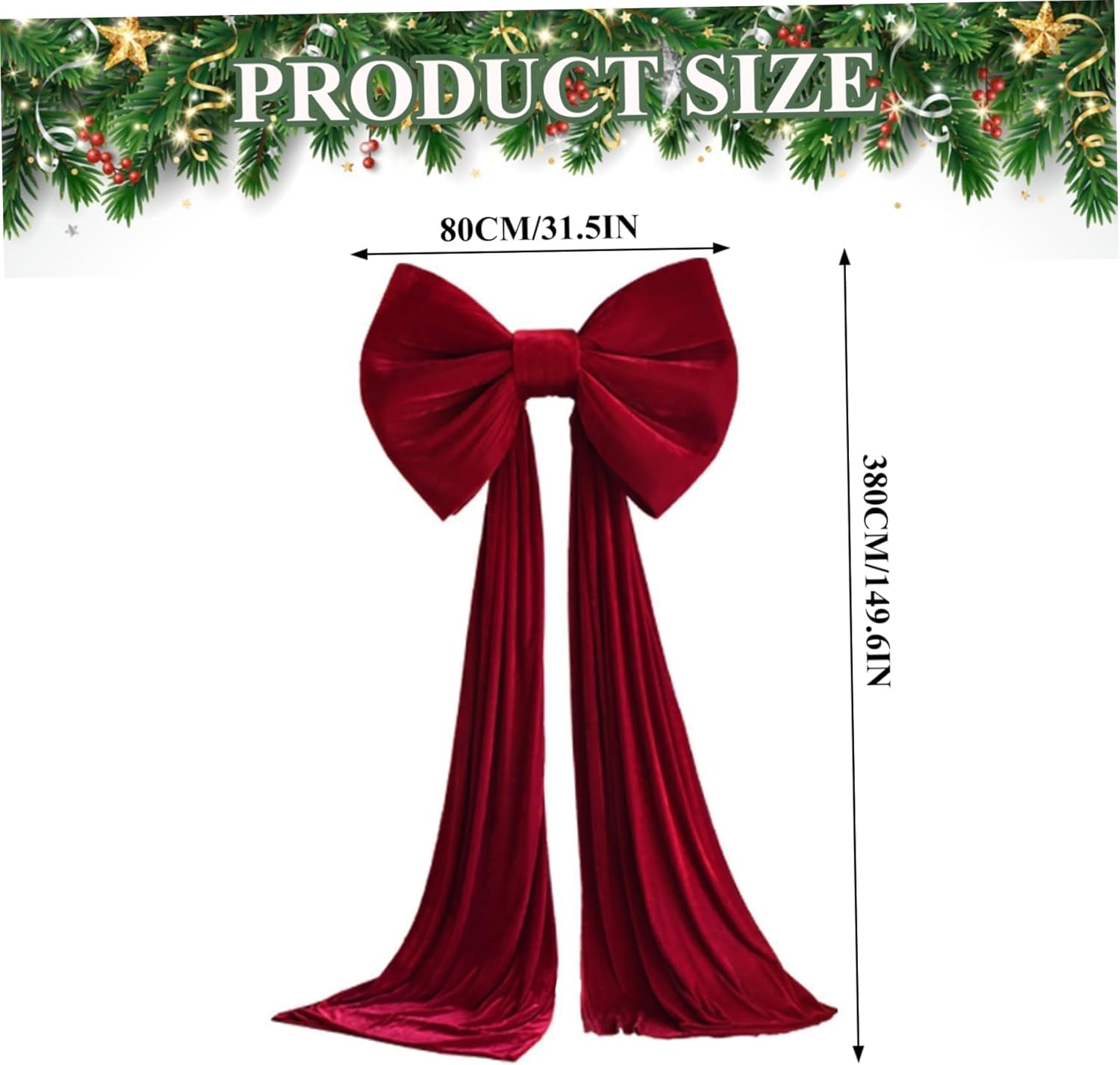 Christmas Tree Topper Bow Extra Large Red Velvet Bows with Long Tail for Home Christmas Tree Toppers Wall Room Party Holiday Decor Supplies Topper Bow, Velvet Bows for Christm