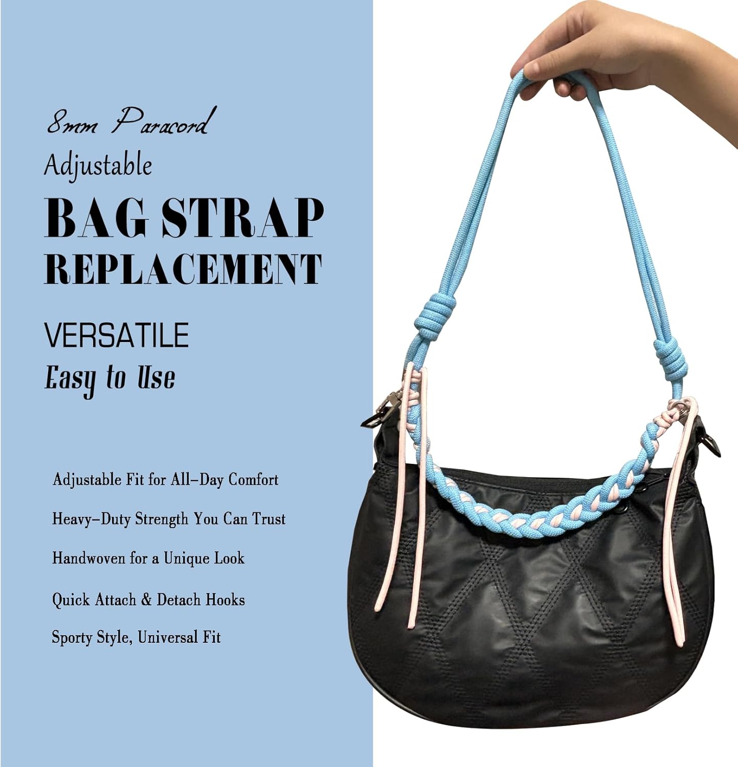 DAOSUN Paracord Rope Purse Straps Replacement Crossbody for Handbags, Adjustable Braided Bag Shoulder Strap - Image 3