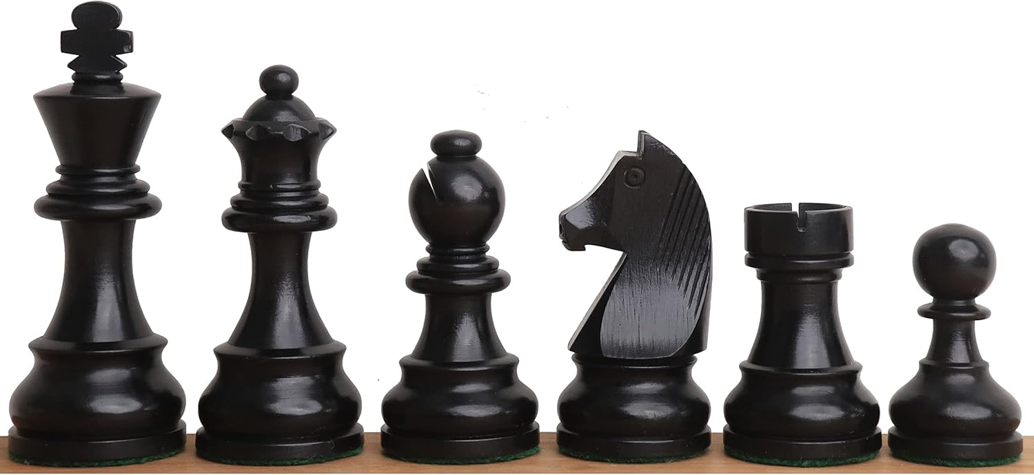 RoyalChessMall - 3.9" Tournament Chess Pieces Only Set in Ebonised Boxwood with Extra Queens
