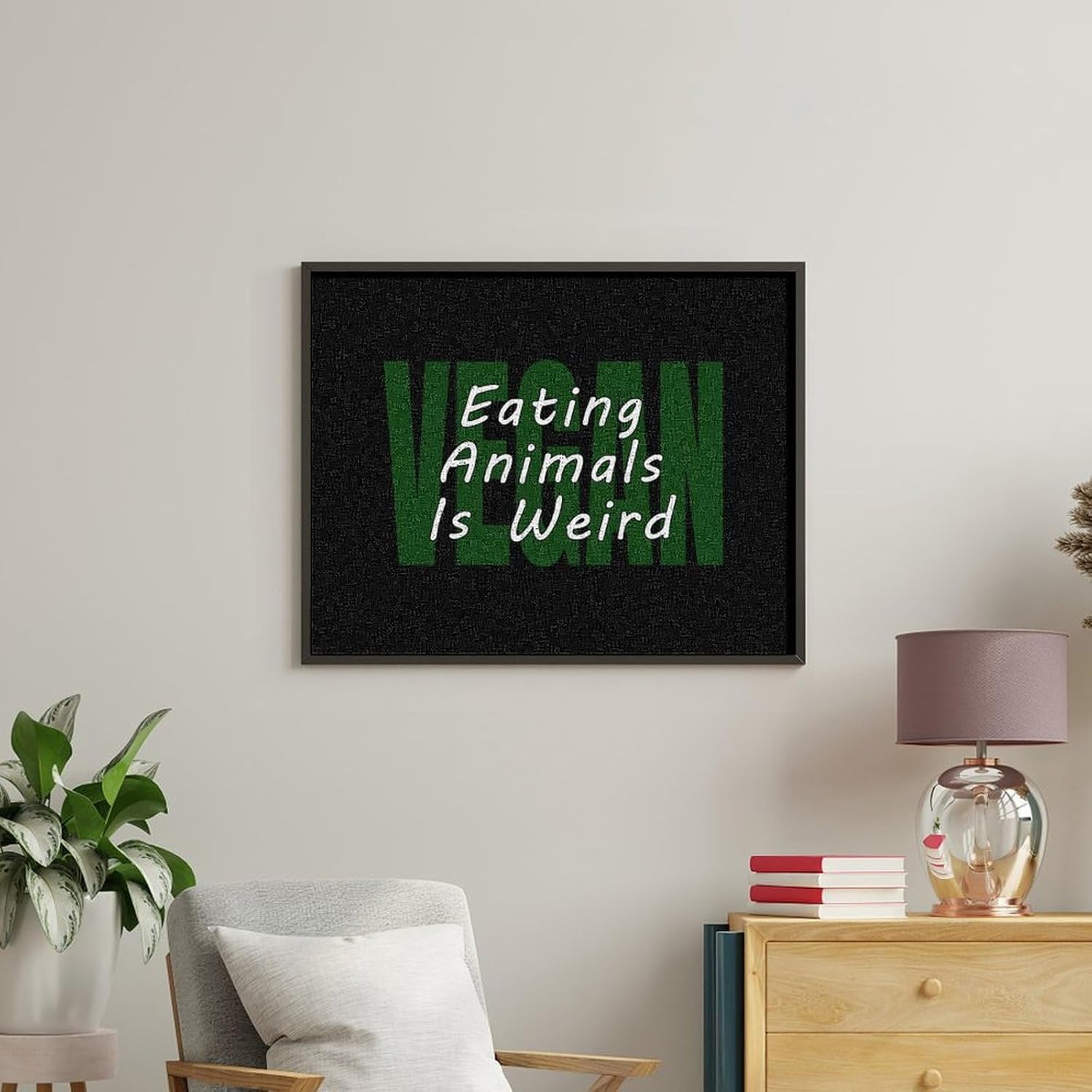 Vegan Eating Animals Is Weird Paint by Numbers for Adults DIY Oil Painting Kit Digital Paintings on Cotton Abstract Artwork 22x18 Inch