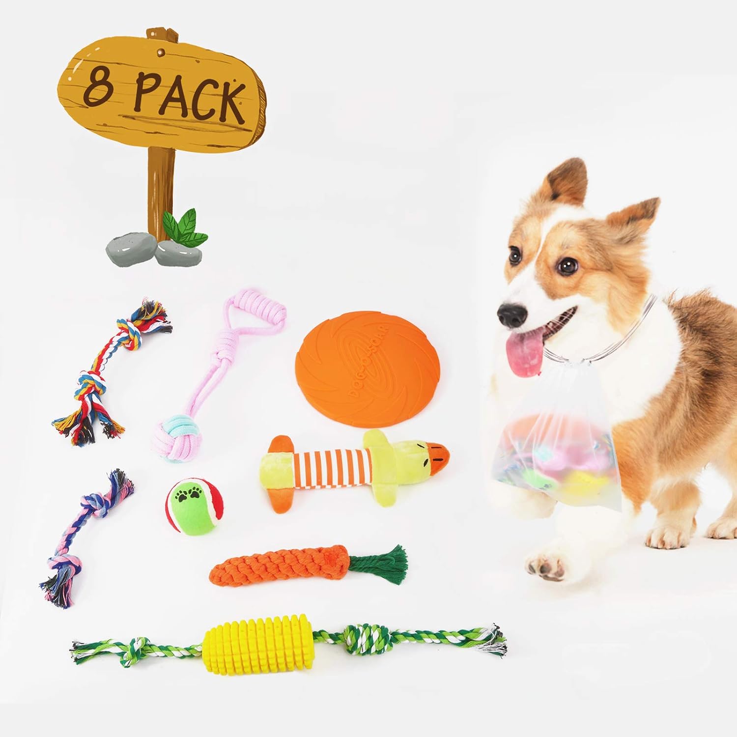 Puppy Toys,Dog Chew Toys for Puppies Teething Toothbrush ,Pet Dog Frisbee, Squeaky Toys,Plush Dog Ball,Dog Rope Toy,Pet Toys for…