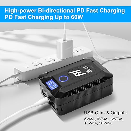 Miniatura 5 de Nano ONE - Batería mejorada de montaje en V, 50 Wh 14.8 V 3400 mAh, cargador inalámbrico integrado, con D-Tap, USB-A, puertos USB-C para