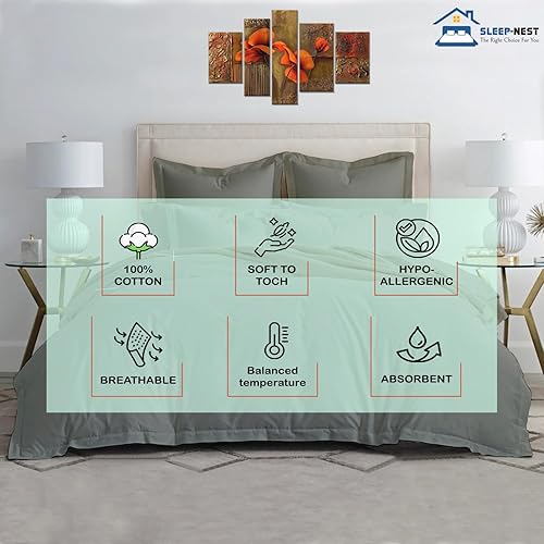 Miniatura 3 de SLEEP-NEST Funda de edredón extragrande de algodón egipcio de fibra larga de 600 hilos, funda de edredón de 120 x 98 pulgadas, cierre de cremallera