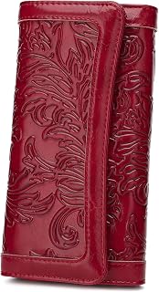 MEITRUE Women's Wallet Leather RFID Blocking Trifold Ladies Purse Embossed long Clutch Card Holder Phone Checkbook Organizer