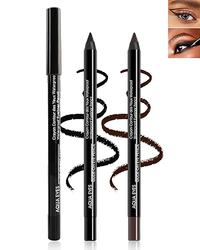 Miniatura 1 de Lápiz delineador de ojos de gel negro con sacapuntas, 1 delineador de ojos de gel negro mate resistente a las manchas, a prueba de decoloración,