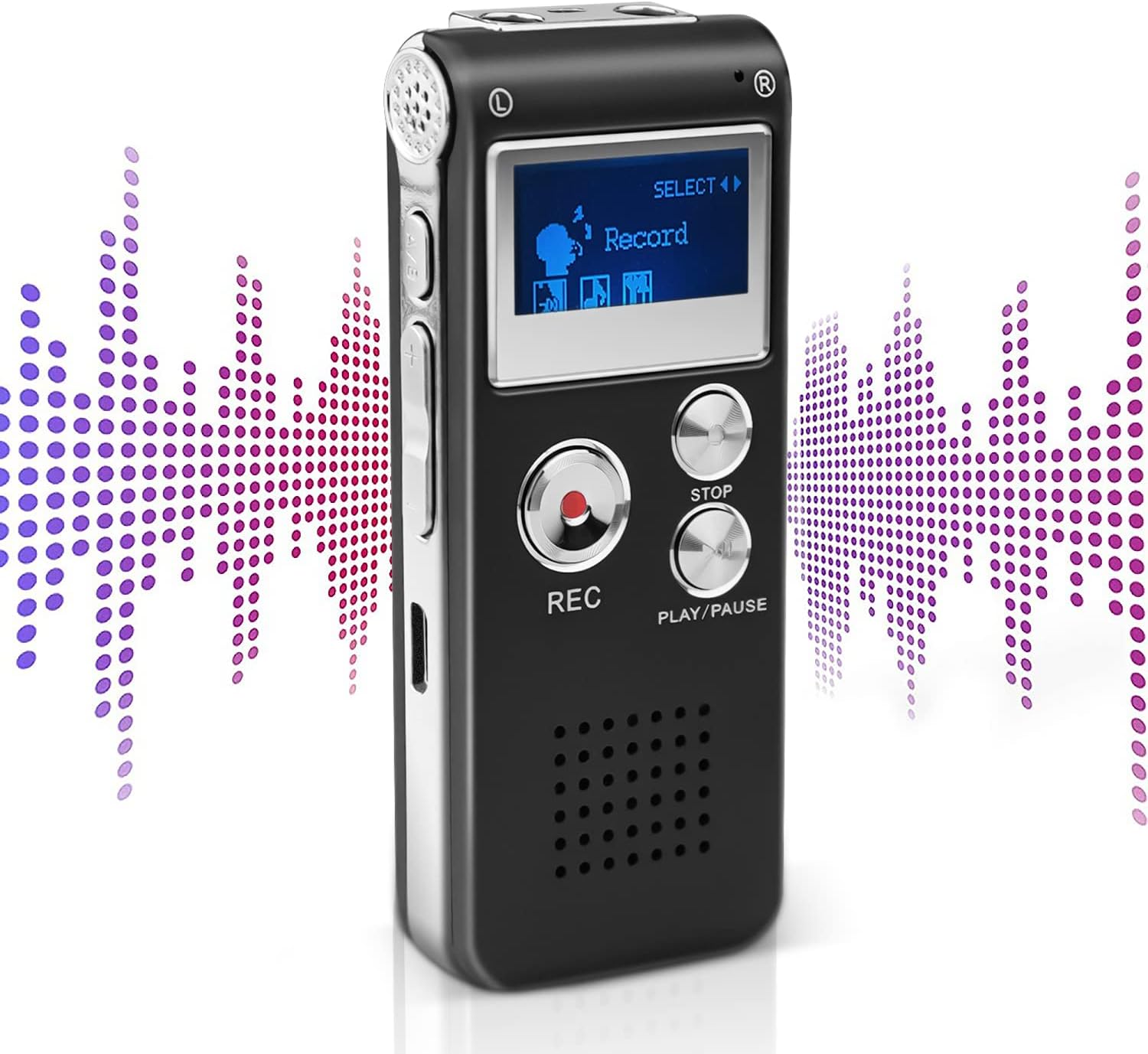 Mini Voice Recorder for Lectures Meetings&Class -KINOEE 8GB Digital Activate Audio Tape Recording Device with Double Sensitive Microphone&MP3 Playback