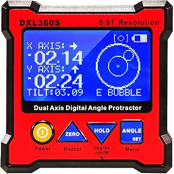 DXL360S High-precision Dual Axis Digital LCD Angle Protractor Dual-axis Angle Level Gauge with 5 Side Magnetic Base