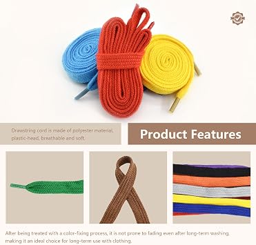 24Pcs Replacement Drawstrings Colorful Replace Hoodies String Cording with Metal Tip 3Pcs Threader Tool Kit 10Pcs Cord Locks Stopper Toggle for Hoodie Shoes Trousers Coat Backpack