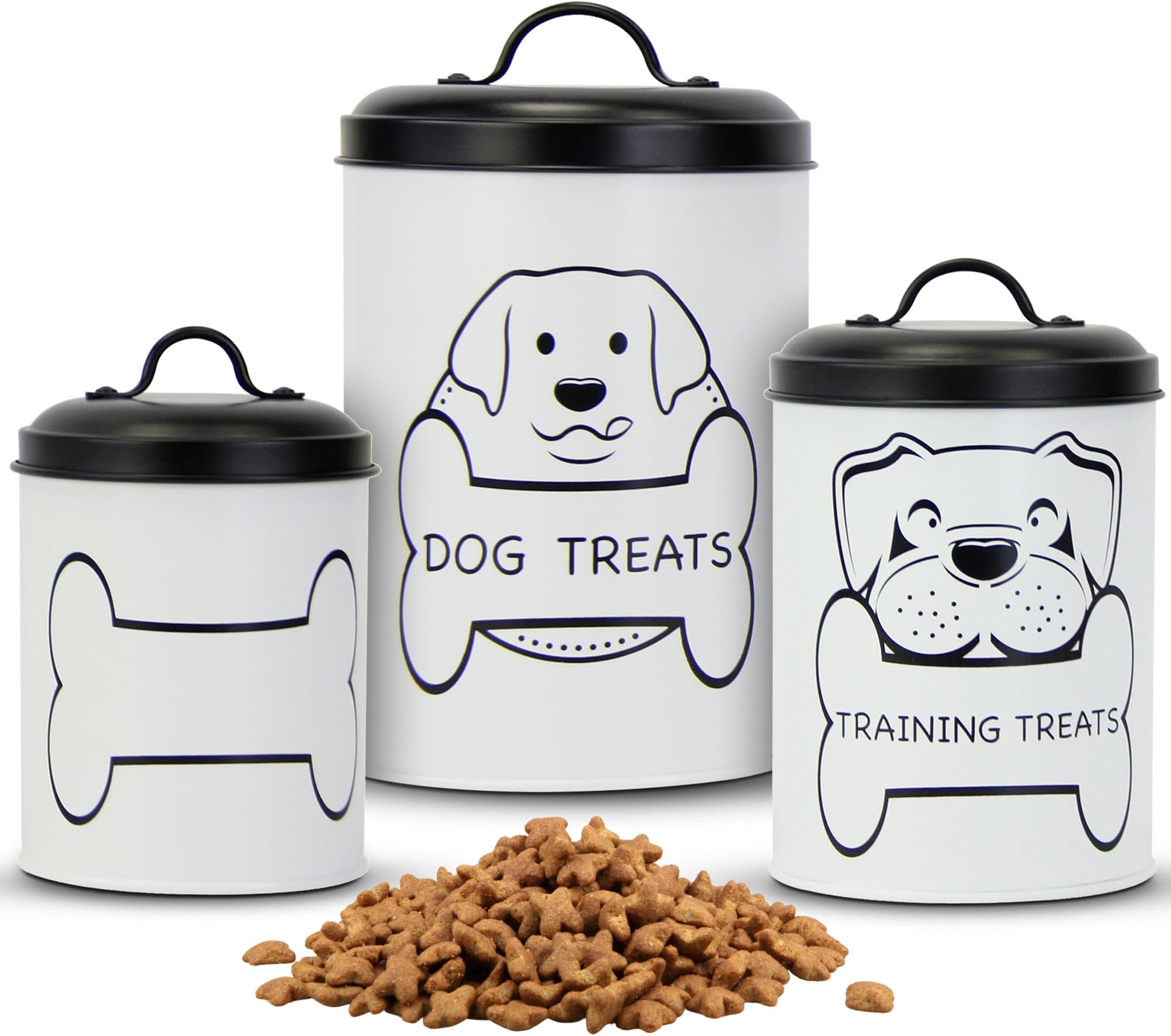 Dog Treat Container w/ Airtight Bamboo Lid 2 Pack
