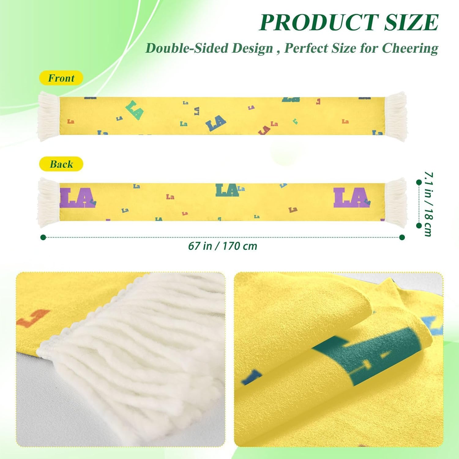 CHIFIGNO Los Angeles Polyester Soccer Fan Scarf, Soft Breathable Sweat Towel, Sports Event Supporter Accessories, Quick Dry