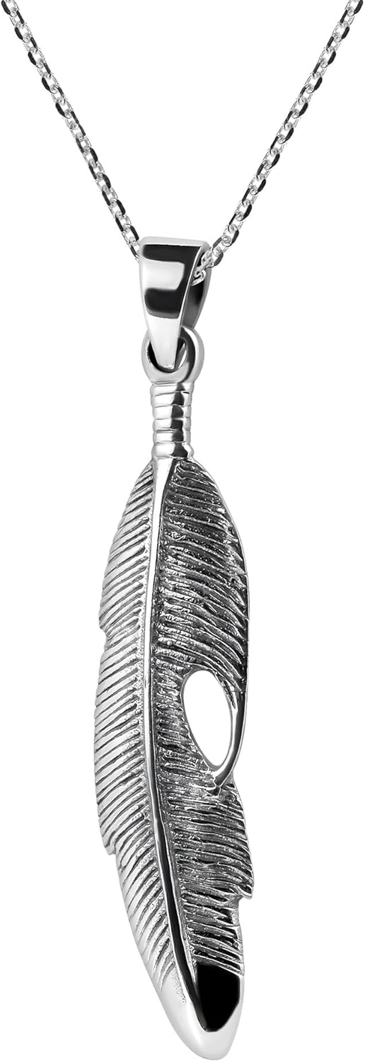 AeraVida Enchanting Tribal Feather .925 Sterling Silver Pendant Necklace | Classic Sterling Silver Necklace for Women | Casual Long Necklaces for Women | Necklace Women Jewelry | Mother’s Day - Image 2