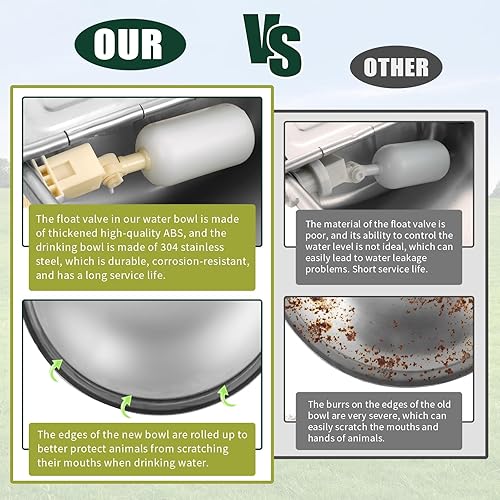 Miniatura 5 de Cuenco automático de agua potable para animales con válvula de flotador, cuenco de agua potable de acero inoxidable para caballo, cabra, cerdo,