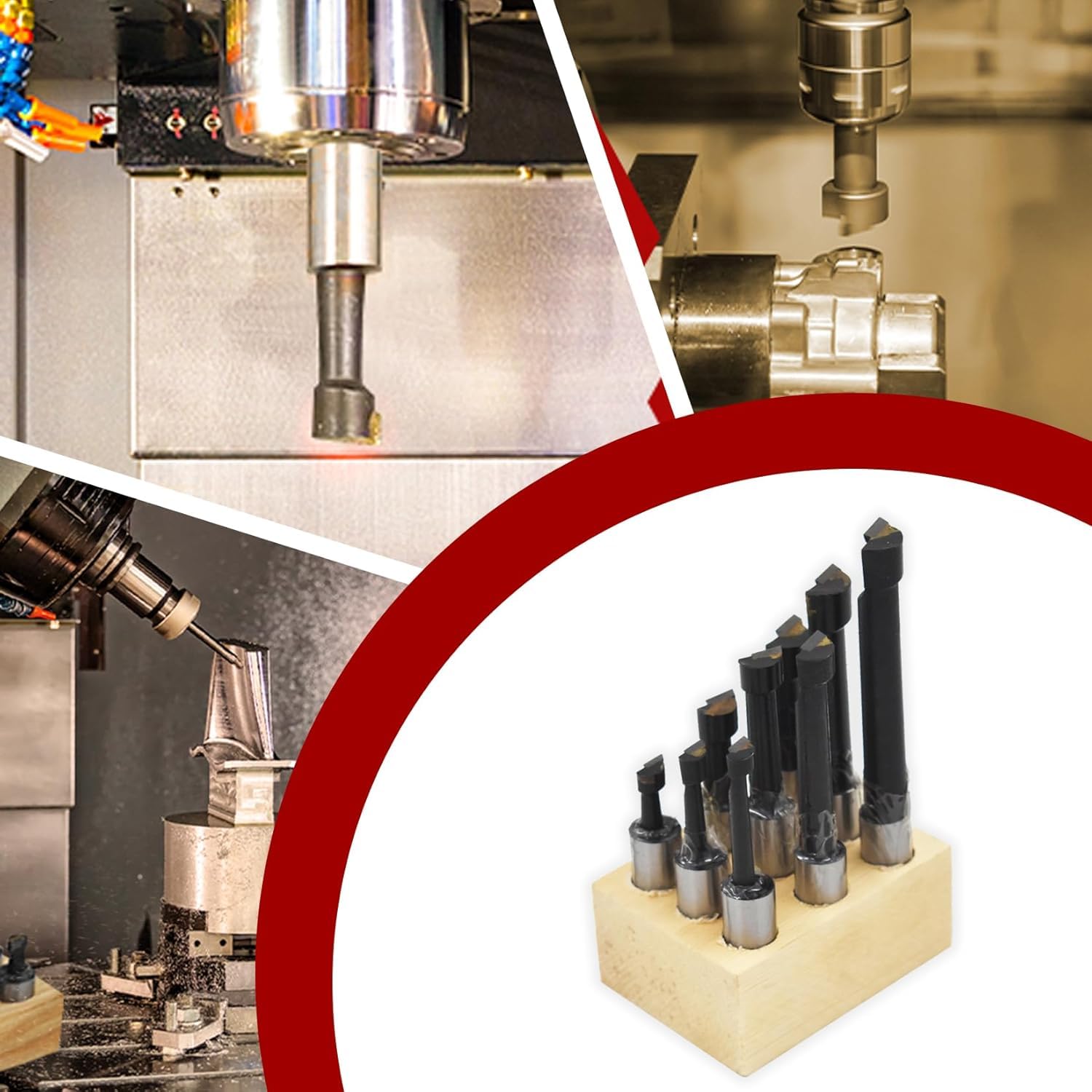 12mm Barre D'Alésage, 9 PièCes 1/2" F1 Type Barre D'Alésage Tournage Kit Avec Base, Ensemble TêTe D'Alésage Outils De Tournage Tenant Outil De Tour Cnc Support AléSoir Tour à MéTaux PerçAge