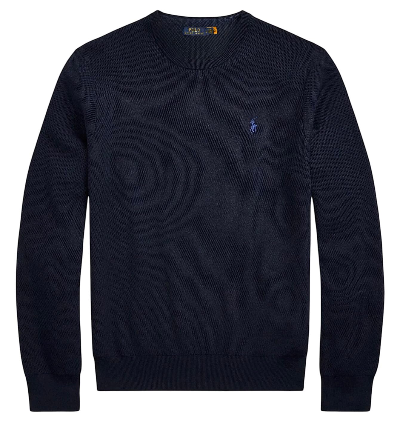 Polo Ralph Lauren Men's Navy Slim Fit Washable Merino Wool Crew Neck Jumper (Uk, Alpha, L, Regular, Regular, )
