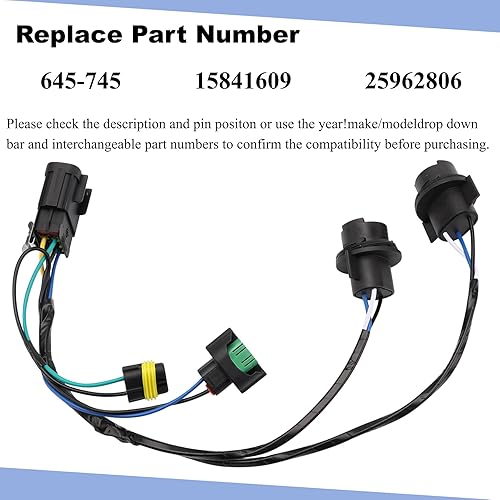 Miniatura 3 de El conjunto de arnés de cableado de los faros delanteros contiene dos cables compatibles con Chevrolet Silverado 2008-2014, repuesto 645-745