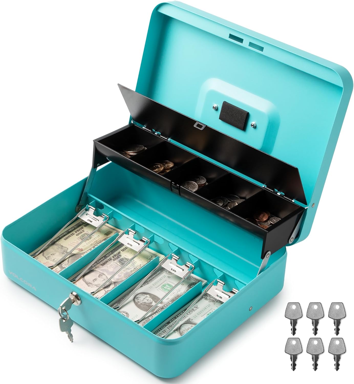 Amazon.com : Volcora Large Cash Box with Key Lock, Metal Money Box
