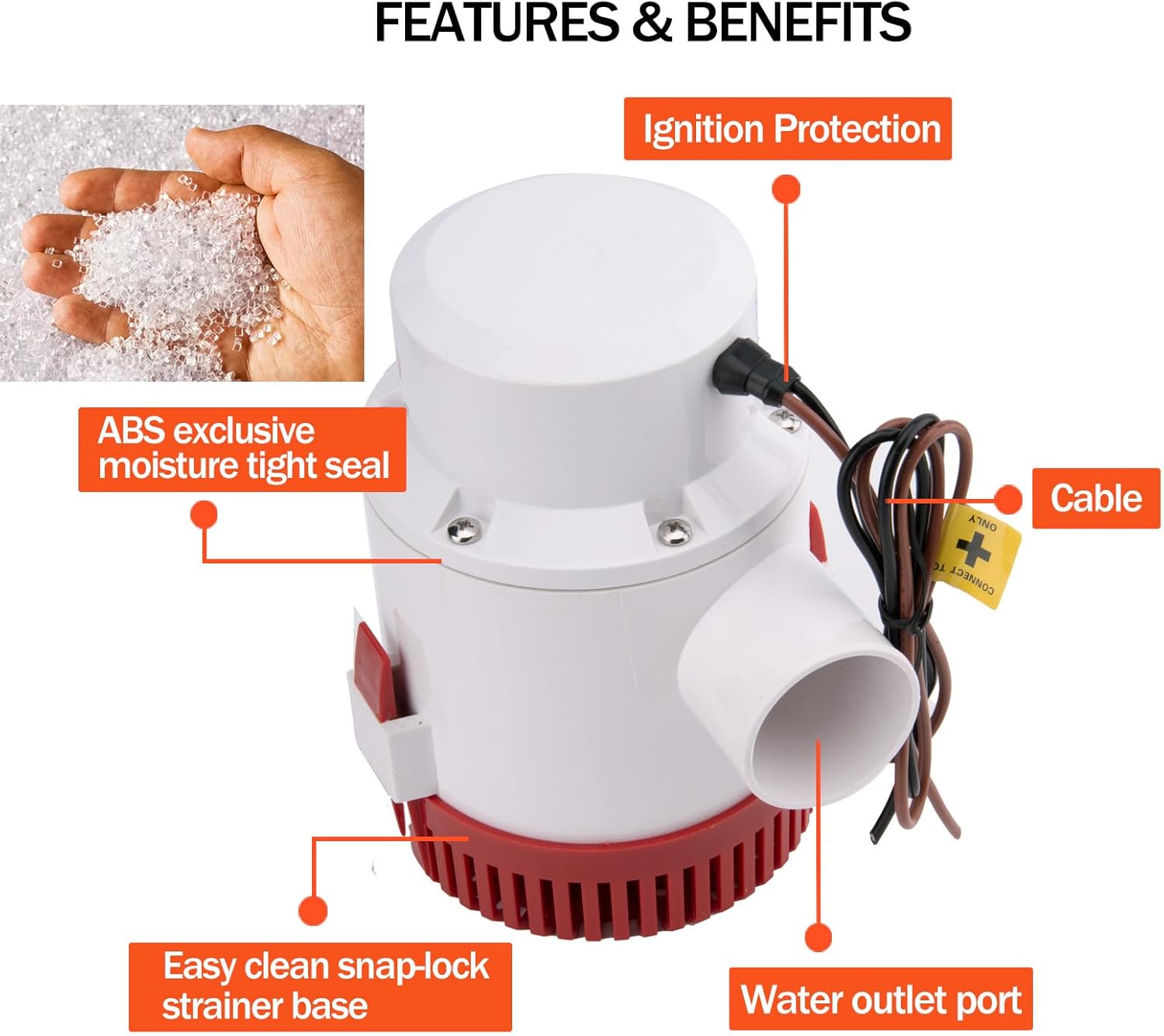 12V 4700 GPH Bilge Pump Boat Marine Yacht Submersible Water Pump