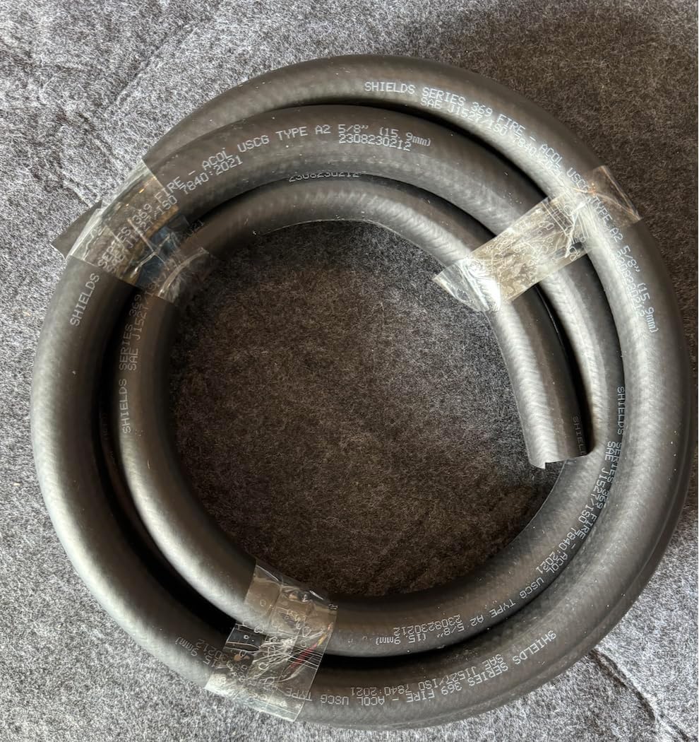 Shields Fire-Acol Fuel Tank Vent Hose 5/8" Precut (5', 10' or 20' Lengths) A2 USCG 16-369-0583 16-369-0586 (5' feet (I.D. 5/8"))
