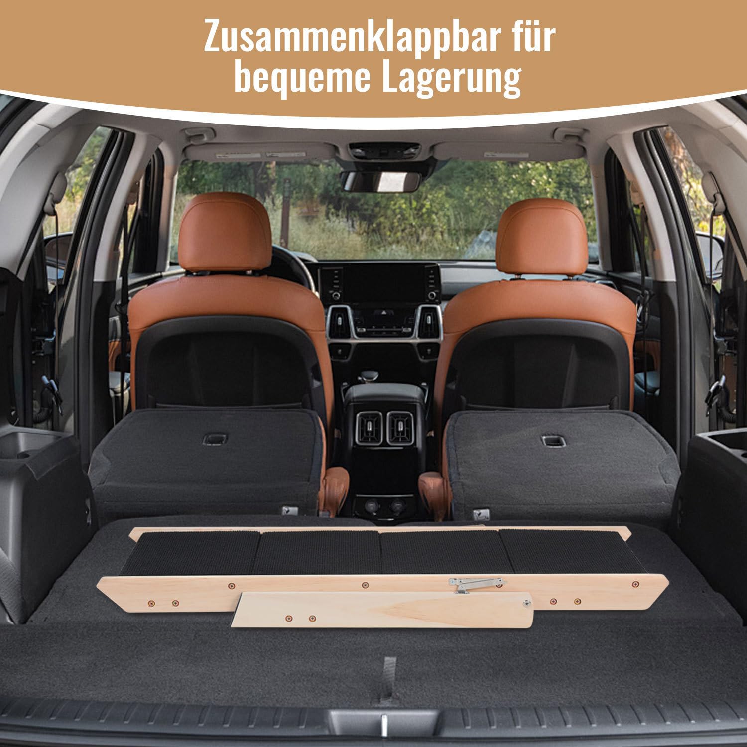 Escalera y Rampa para Perros 2 en 1,4 Peldaños de Madera de Pino,Plegable con Alfombra Antideslizante,Soporta hasta 80 kg,para Perros Pequeños,Medianos,Grandes y Mayores,Cama y Sofá,Interior | Cama para perros, altura ajustable y antideslizante, para perr