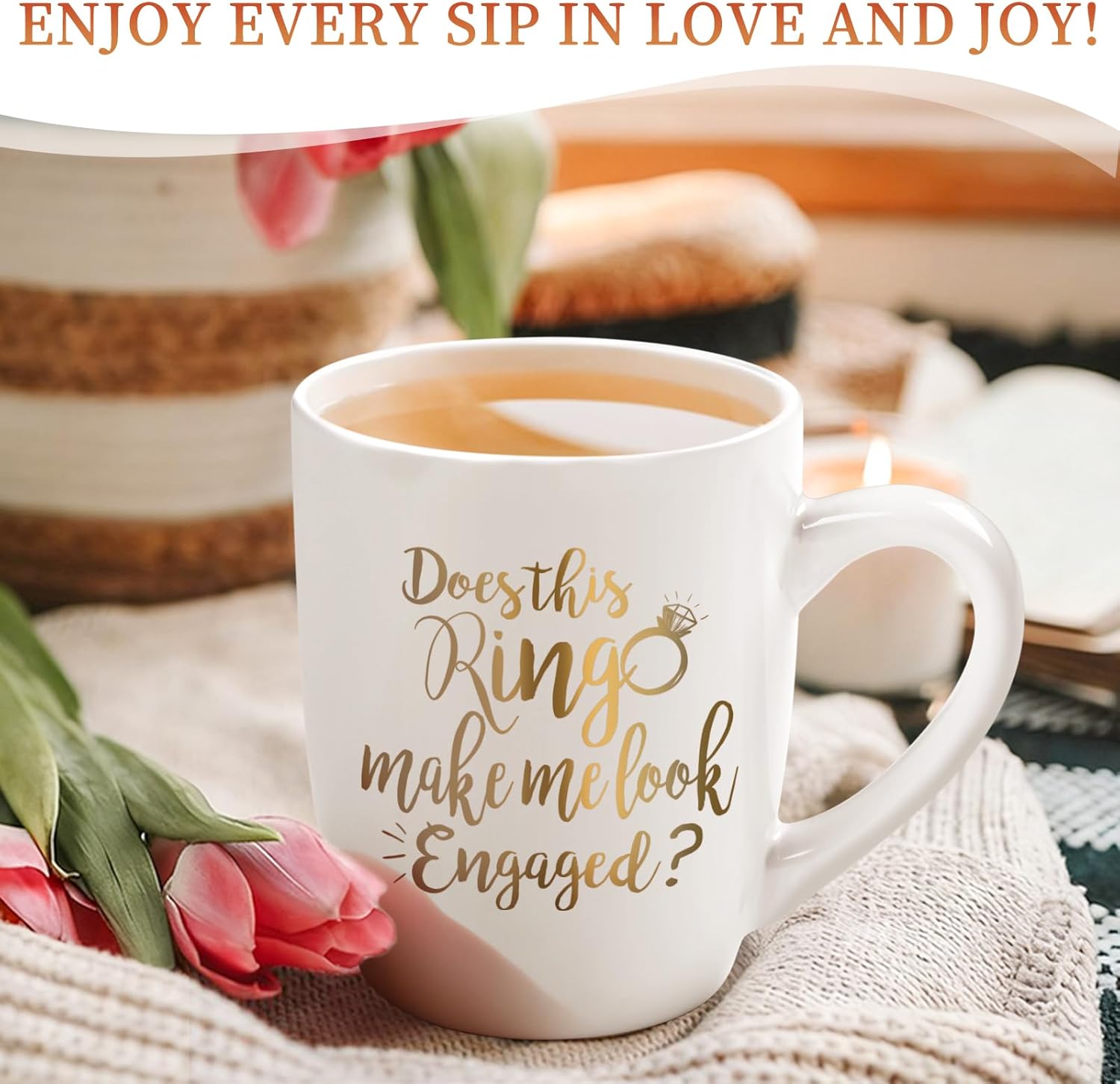 Maustic Engagement Gift Does This Ring Make Me Look Engaged Coffee Mug Funny Mug Novelty Coffee Mug Gift for Women Men Engagement Anniversary Birthday Christmas - Image 6