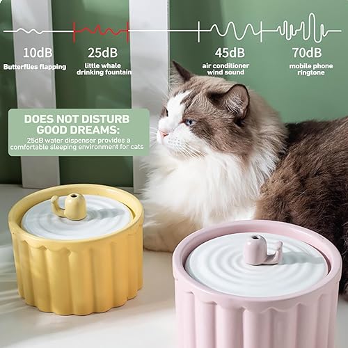 Miniatura 5 de Dispensador de agua para gatos, fuente ultra silenciosa para gatos, dispensador de agua de cerámica con bajo voltaje de 1.5 W, dispensador de agua
