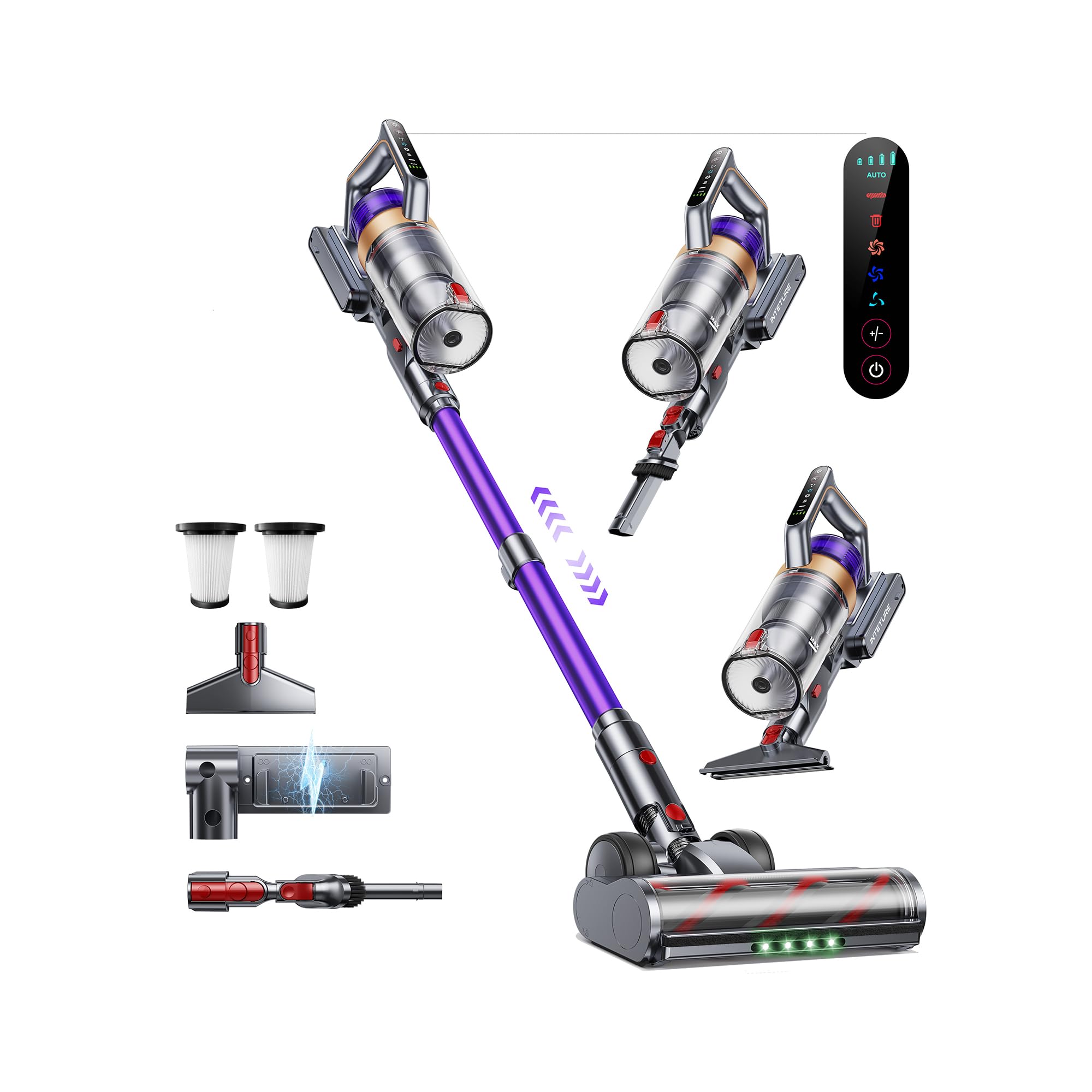 Cordless Vacuum Cleaner, 550W 45KPA 60 Mins Vacuum Cleaners for Home, Stick Vacuum with Powerful Suction, Wall Mount Charging Dock Station Removable Battery, Vacuum Cleaners for Pet Hair/Carpet/Floor