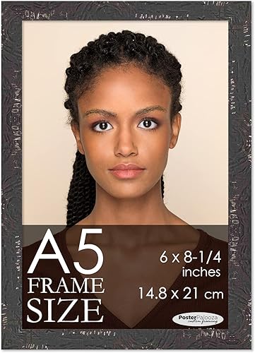 Marco A5 de estilo rústico negro, marco de madera de 6 x 8.25 pulgadas, marco de fotos A5 de madera Shabby Chic para obras de arte o documentos de Marco A5 de estilo rústico negro, marco de madera de 6 x 8.25 pulgadas, marco de fotos A5 de madera Shabby Chic para obras de arte o documentos de