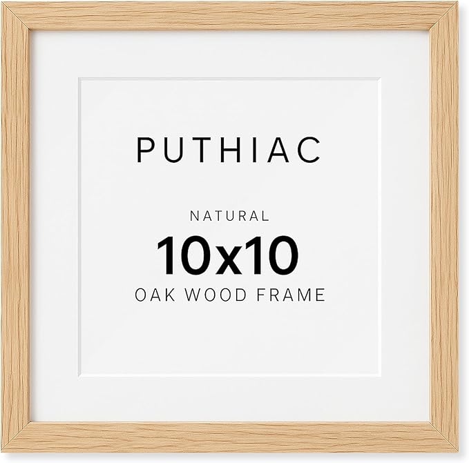 10x10 Oak Wood Picture Frame - Minimalist 10x10 Poster Frame, 10"x10" Frame Wood, Natural Solid Wooden Picture Frames for Wall Art Photo and Prints(1 Pack, Beige)