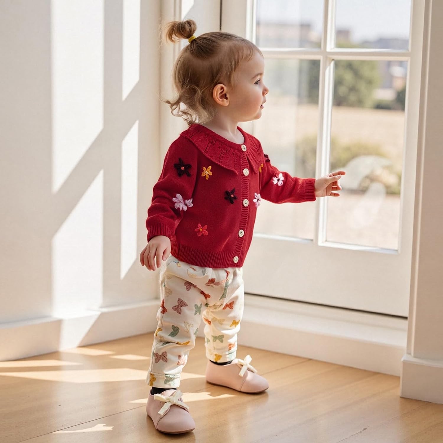 FOMOYUU Toddlers and Newborn Baby Girls Boy Cardigan Sweater Long Sleeve Button Up Knit Sweatshirt Jacket Fall Outfits - Image 2