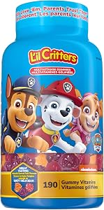 L'il Critters Paw Patrol Children's Multivitamin Gummies - 11 Essential Nutrients, Naturally Sourced Colours & 5 Delicious Flavours, 3 Month Supply - 190 Count
