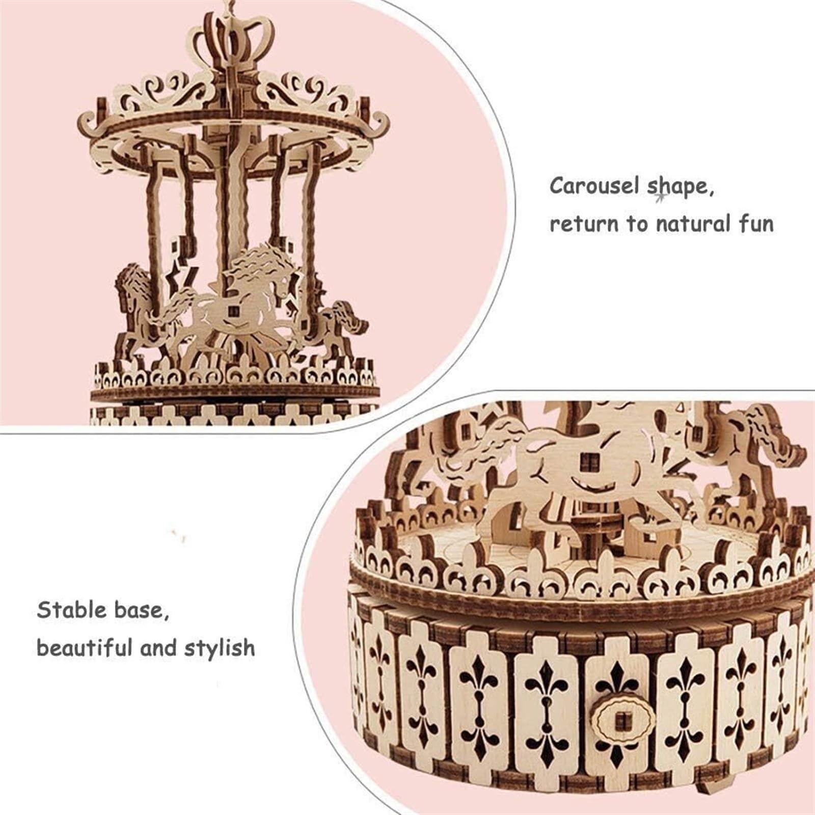 Carillon Musicale Carillon per Puzzle in Legno, Kit di Costruzione Modelli Fai-da-Te Meccanico A Giostra Ornamento da Tavolo