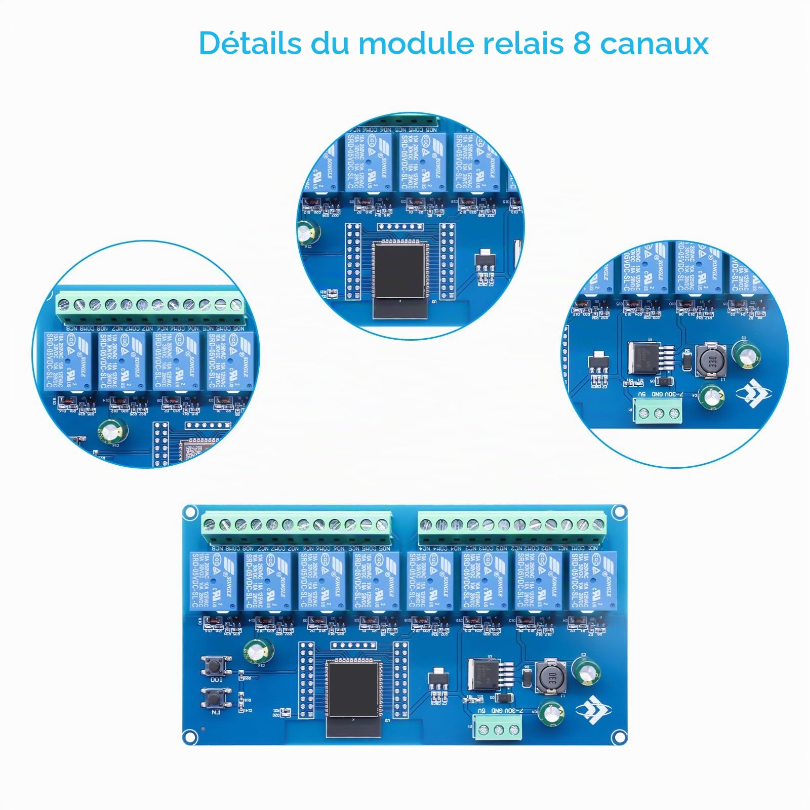 Binghe 8 Canaux ESP Module de Relais, DC5-30V Relais ESP WIFI Bluetooth 8 relais avec Carte de développement ESP-32-WROOM pour Carte de Développement Secondaire ESP（LC-Relay-ESP-32-8R-D5）
