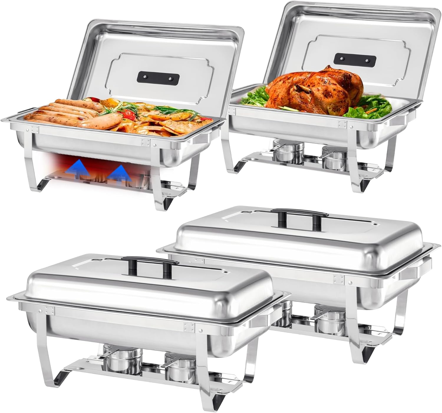 Amazon.com: Chafing Dish Buffet Set 4 Packs,8 Quart Stainless Steel ...