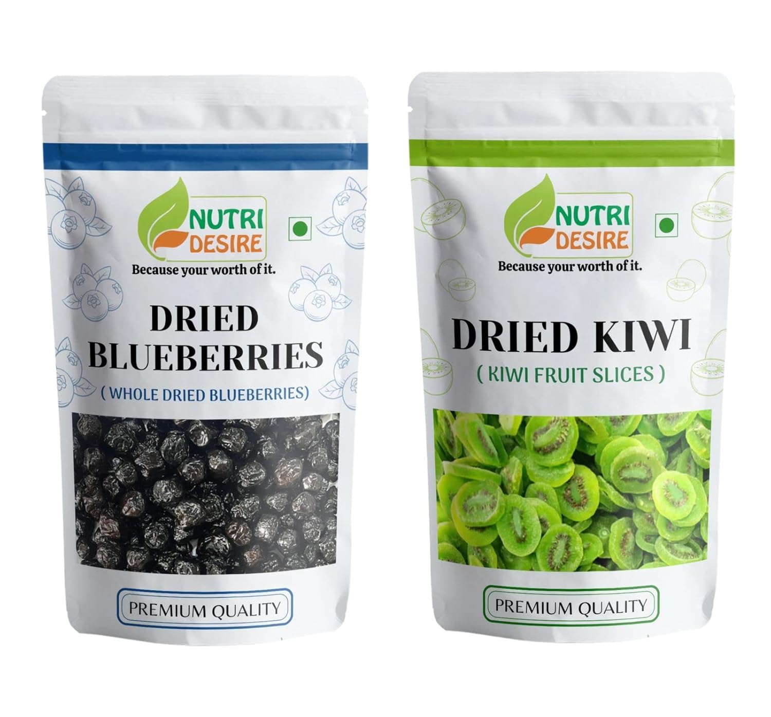 NUTRI DESIRE combo pack500gm Dried Californian Blueberries 250gm Kiwi