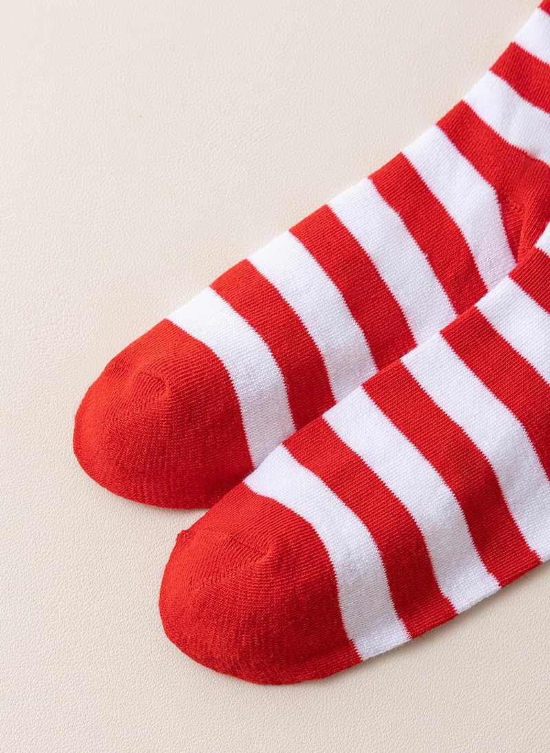 1 Pair Women's Striped Long Thigh High Socks Kintted Over Knee Thigh Sock Leg Warmer for Halloween Party Costumes
