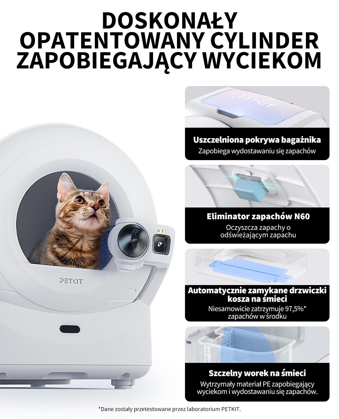 PETKIT PUROBOT ULTRA Samoczyszcząca Kuweta dla Kota, Kamera AI, Automatyczne Pakowanie, Automatyczna Kuweta dla Kota, 2.4G i 5G Wifi, Kontrola Aplikacji, Eliminacja Zapachów, 70L, dla Różnych Kotów