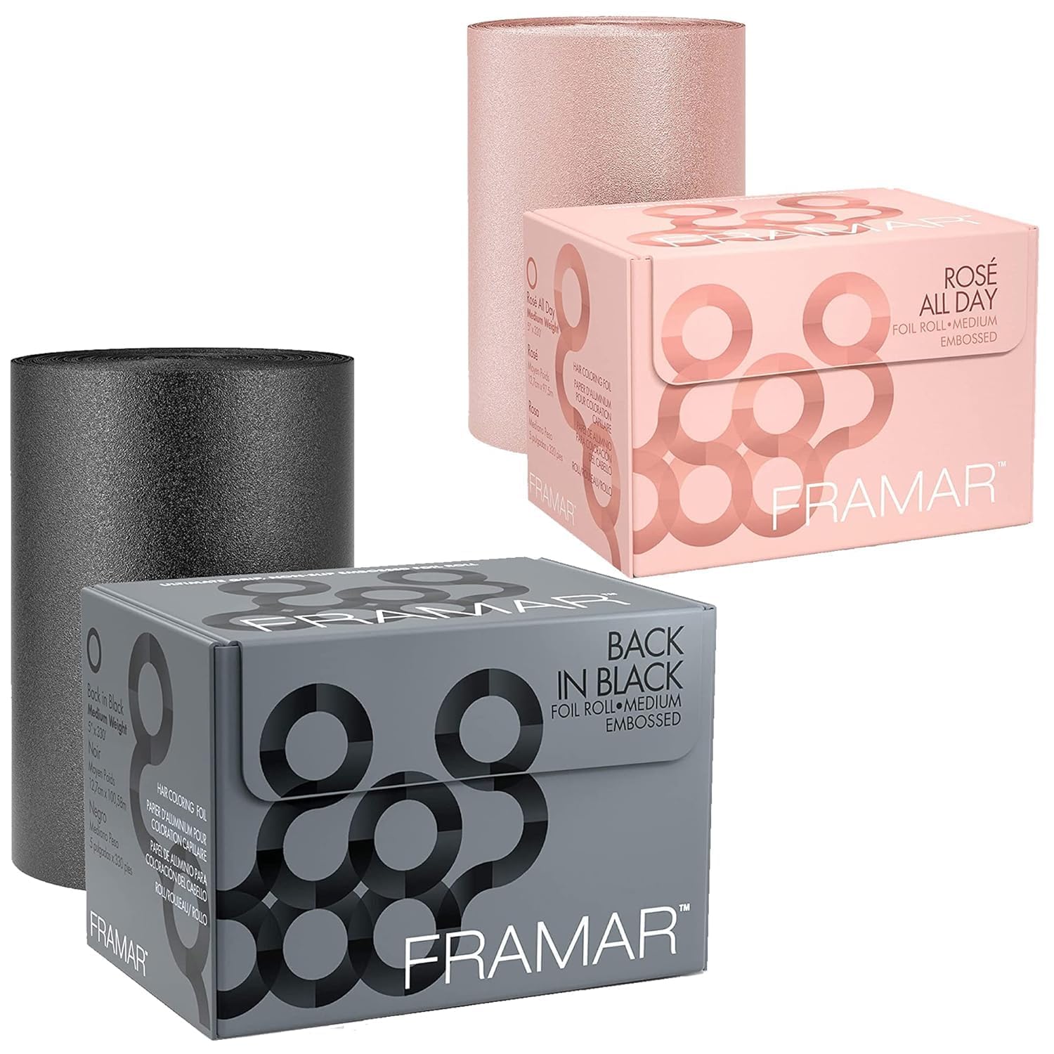 FRAMAR Rosé Goffrata in Rotolo – Stagnola per Parrucchieri, Lamina per Capelli,Framar Rotolo Di Carta In Alluminio Per La Colorazione Dei Cappelli, Nera