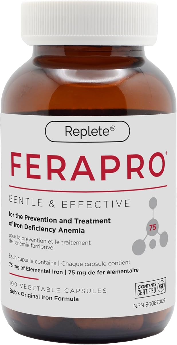 FERAPRO FERAPRO™ 75MG 100 CAPS | Vegan Iron Supplement | With Vitamin C 175mg, Methylcobalamin 1000mcg, 5-MTHF 80mcg, and Glycine 100mg