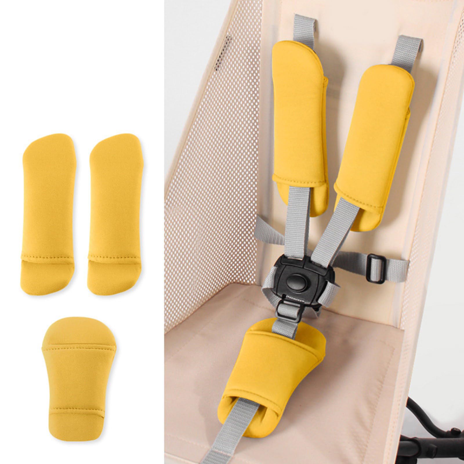3Pcs Adjustable Baby Cushion Set Shoulder Pads Front Crotch Protector for Strollers Shoulder Pads for Kids — view 6