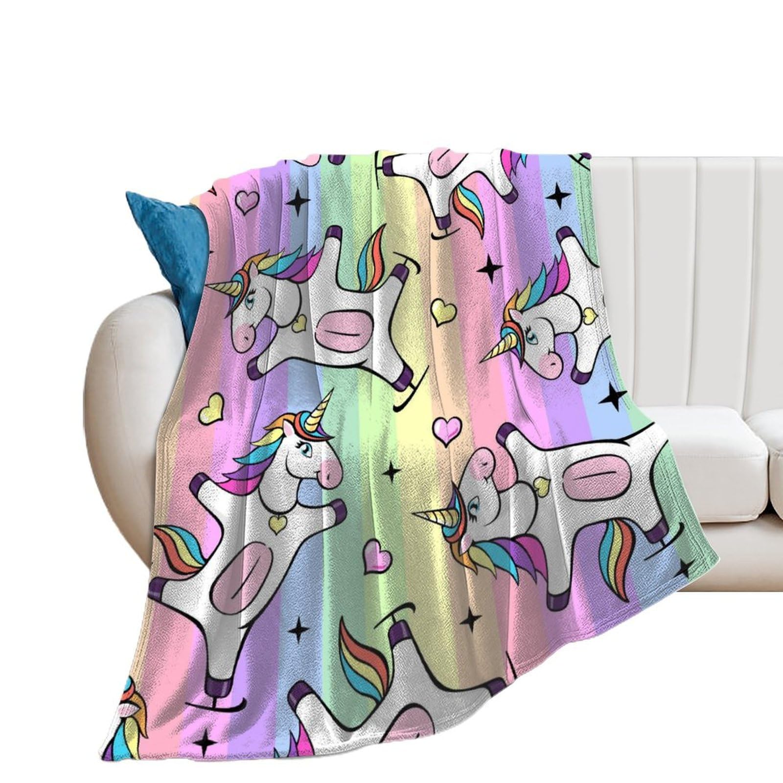 Couverture polaire licorne 100x130 plaid flanelle douce jeté de canapé chaud