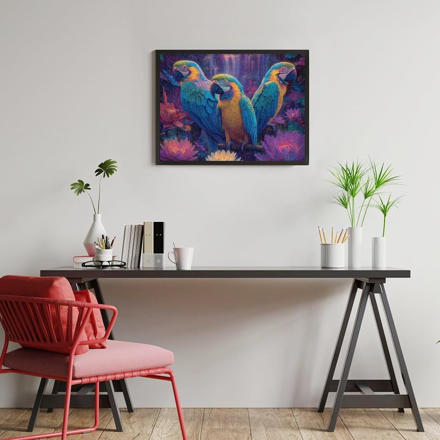 Parrot Lotusflower Puzzles for Adults 500 PCS Wooden Jigsaw Puzzle Wall Decor Christmas