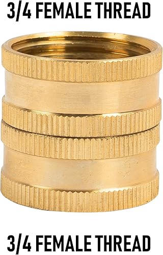 Miniatura 5 de Hourleey Adaptador de manguera de jardín, conectores de manguera de latón macizo de 34 pulgadas, paquete de 2 conectores de manguera con 2 arandelas