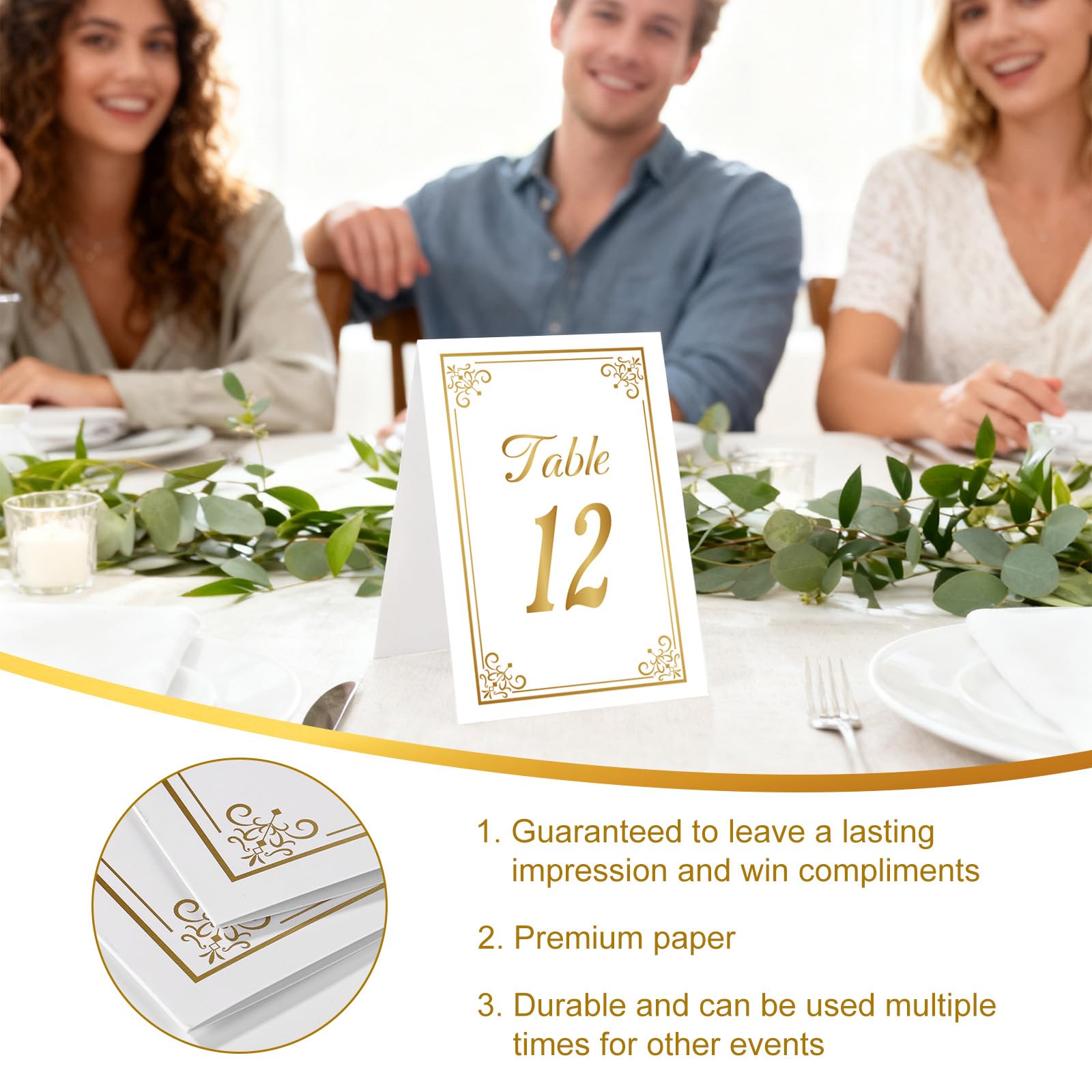 21pz Numeri da Tavolo Matrimonio in Oro, Delicati Numeri Tavolo in Lamina d'Oro Bifacciali 1-20 Cartelli per Ricevimenti Nuziali Ideali per Feste Matrimonio e Banchetti (Stile Floreale)