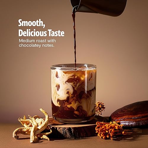 Miniatura 4 de Café de hongos 12,000 mg - Café instantáneo orgánico con 6 hongos adaptogénicos y 29% beta-glucanos - Nootrópico para energía limpia, enfoque, sin