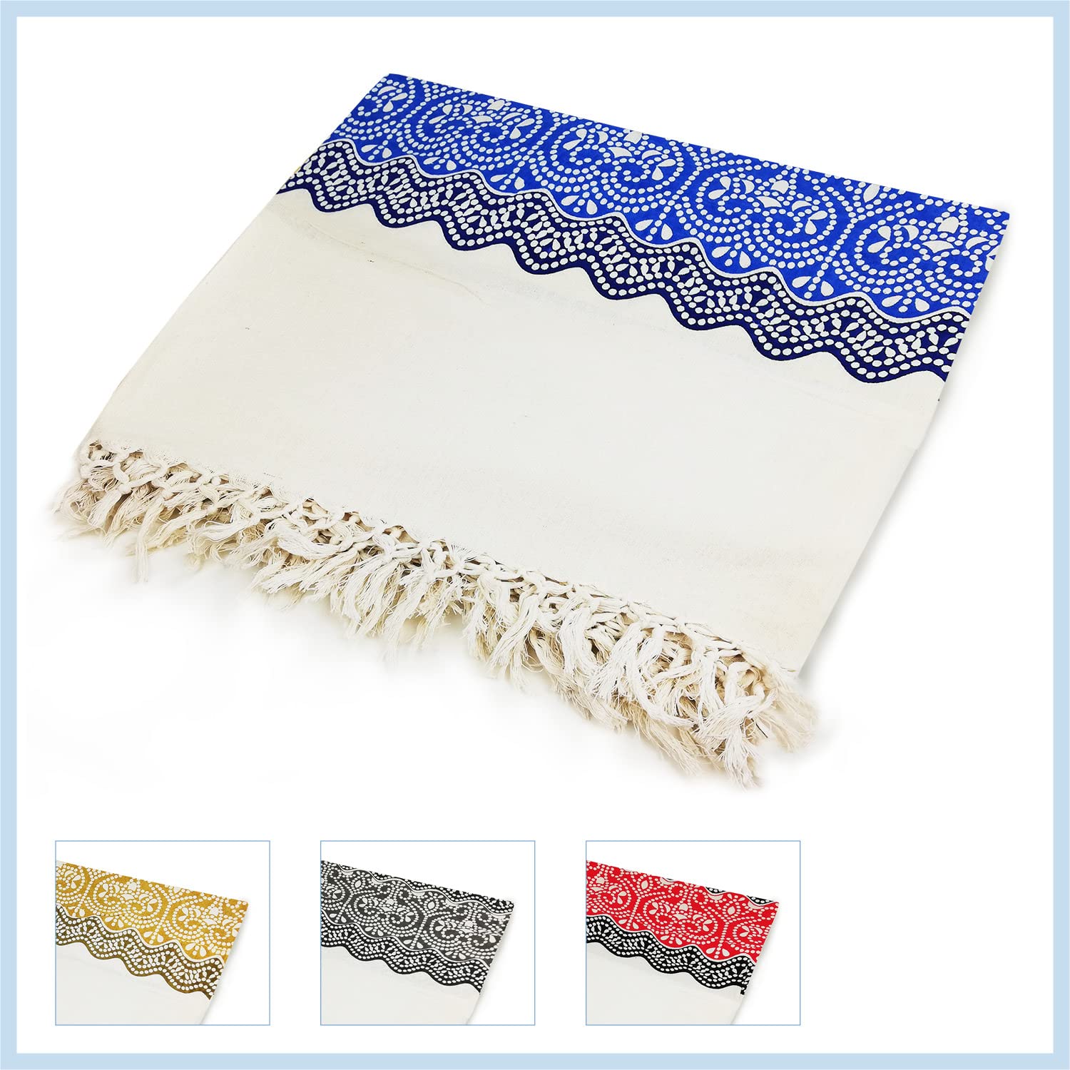 Banzaii telo mare maxi antisabbia, copriletto, copridivano, copritutto in cotone 210x230 cm Fiori Blu