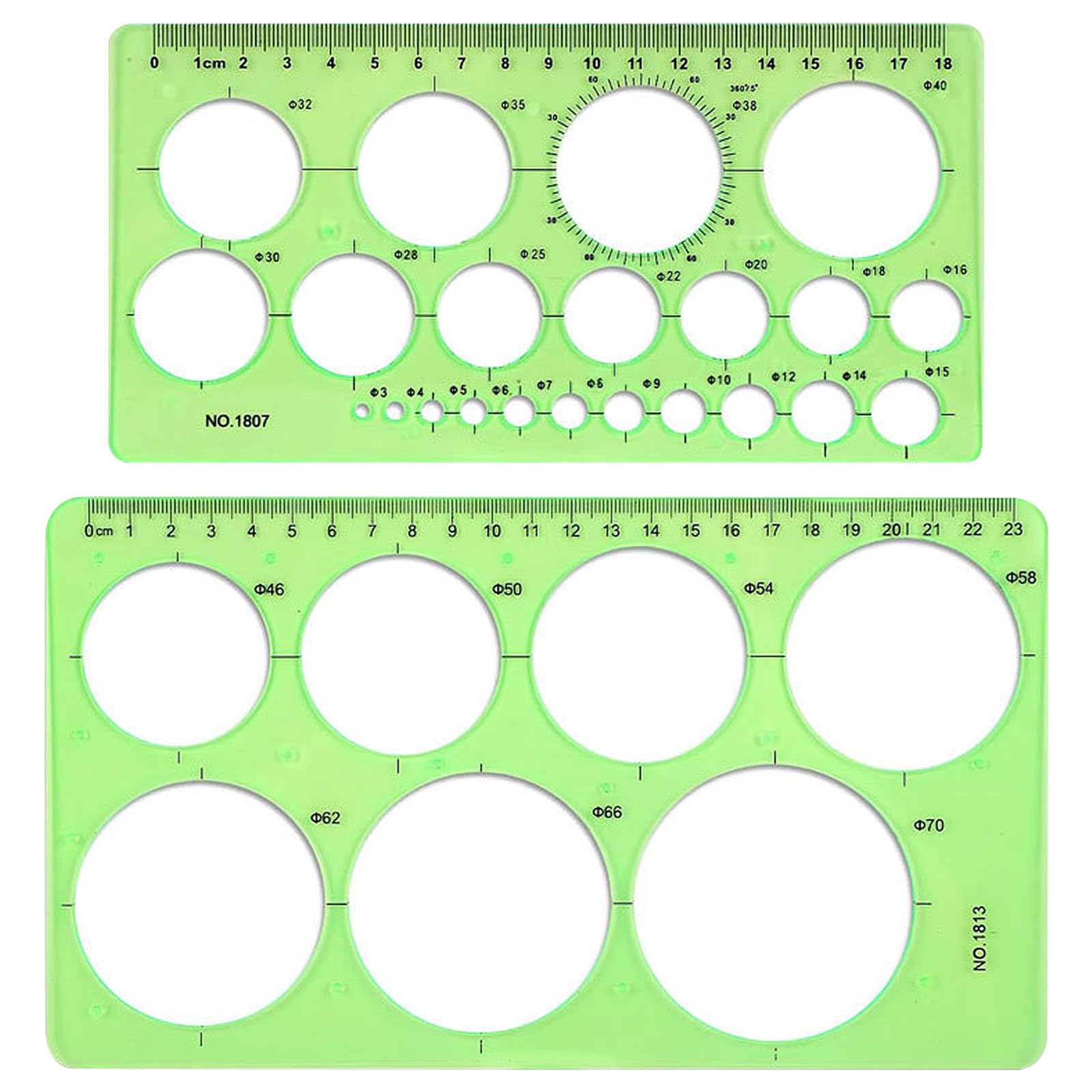 Mistillion 2 Pack Circle Template Rulers, 25x14cm High Transparent Plastic Circle Drawing Stencils with 29 Metric Sizes, Precision Geometric Drafting Templates for Architectural Design