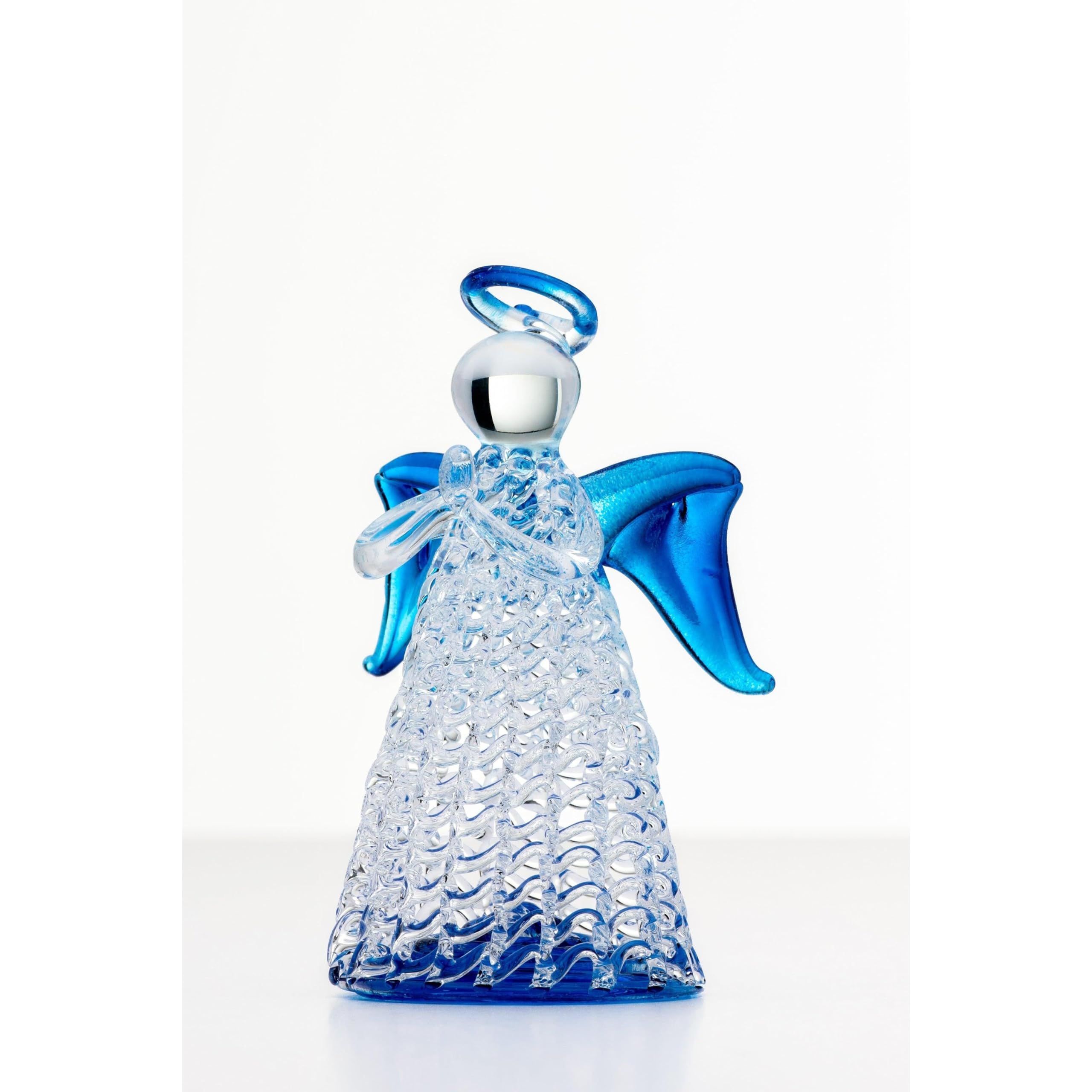 Sienna Glass Blue Keepsake Angel – – Handcrafted Glass Angel Figurine – Small Ornament With Gift Box – Memorial Or Spiritual Gift Idea