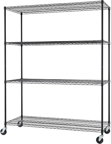 Miniatura 9 de TRINITY Basics - Estantería de alambre ajustable de 3 niveles con ruedas para organización de cocina, almacenamiento de garaje, lavandería,