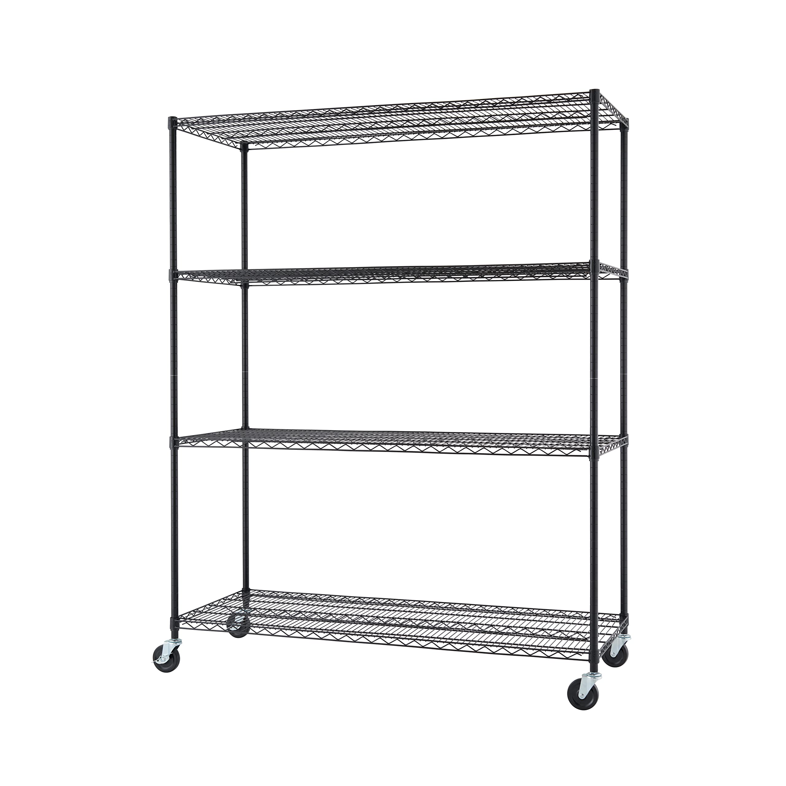 Trinity Basics 4-Tier Adjustable Wire Shelving with Wheels for Kitchen Organization, Garage Storage, Laundry Room, NSF Certified, 600 to 1800 Pound